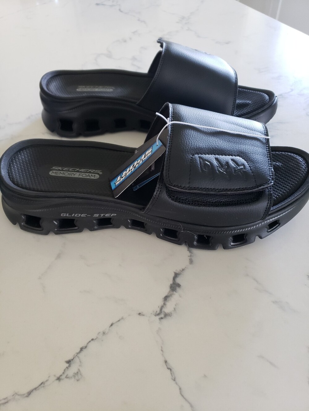 Skechers Men's Black Glide-Step Pro Memory Foam Slide Sandals New With Tags